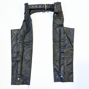 Vintage women’s black leather chaps 3XS